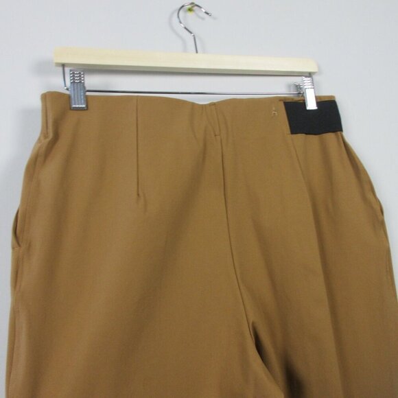 Aday Turn It Up Pants Women L Brown High Rise Trouser Ankle Pleated Casual 310 - Picture 5 of 12